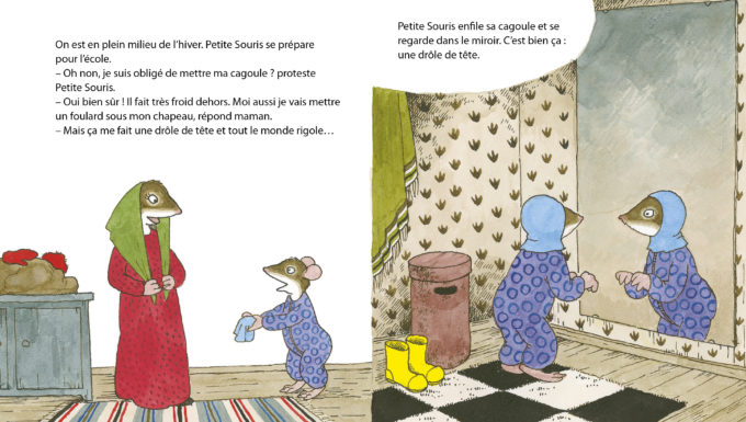 Extrait 1 de "Petite Souris profite du grand froid" de Riikka Jäntti, traduit par Claire Saint-Germain aux éditions Cambourakis