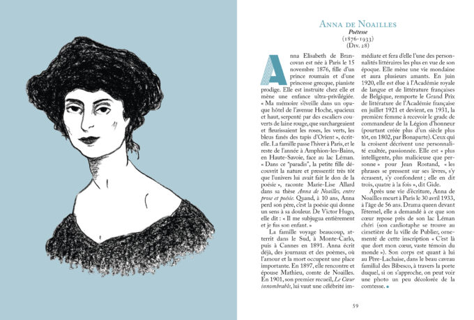 Extrait de "Mère Lachaise" de Camille Paix aux éditions Cambourakis - portrait d'Anna de Noailles
