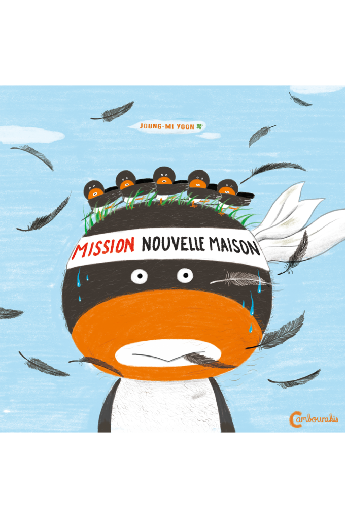 Une hirondelle portant un bandeau avec le titre du livre : Mission Nouvelle Maison